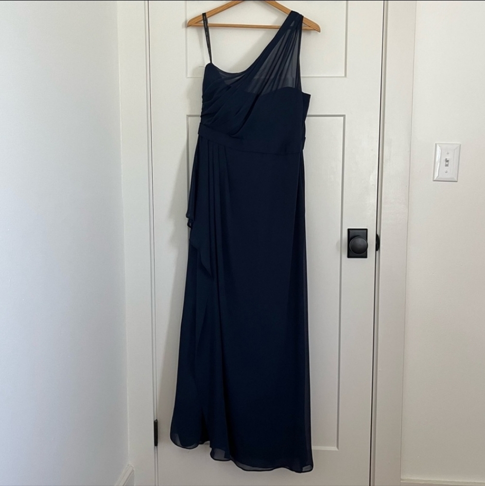 Bill Levkoff One Shoulder Dress size 14 navy